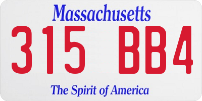 MA license plate 315BB4