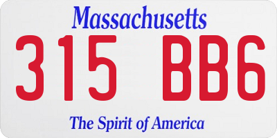 MA license plate 315BB6