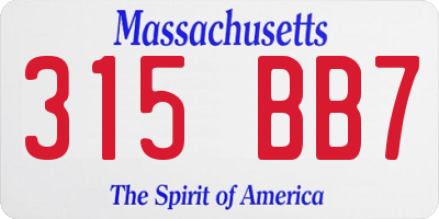 MA license plate 315BB7