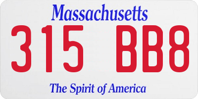 MA license plate 315BB8