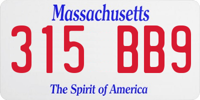 MA license plate 315BB9