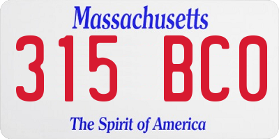 MA license plate 315BC0