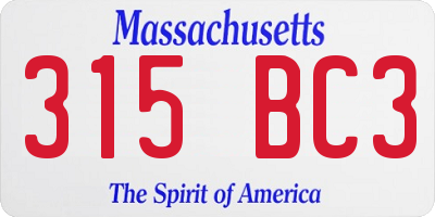 MA license plate 315BC3
