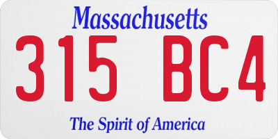 MA license plate 315BC4