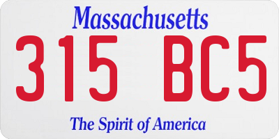 MA license plate 315BC5