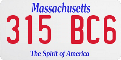 MA license plate 315BC6