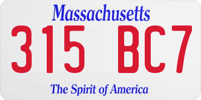MA license plate 315BC7