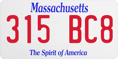 MA license plate 315BC8