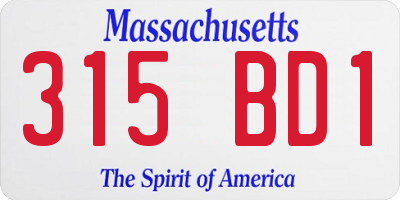 MA license plate 315BD1