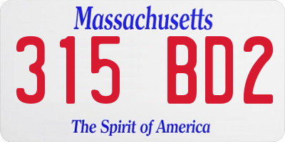 MA license plate 315BD2