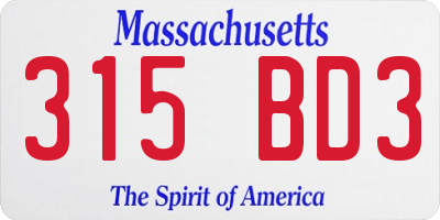 MA license plate 315BD3