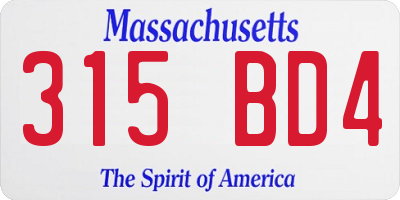MA license plate 315BD4