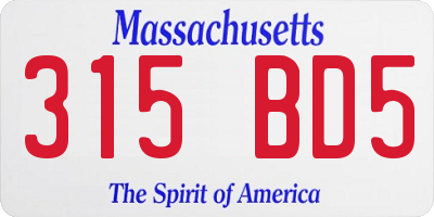 MA license plate 315BD5
