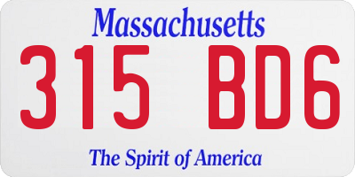 MA license plate 315BD6