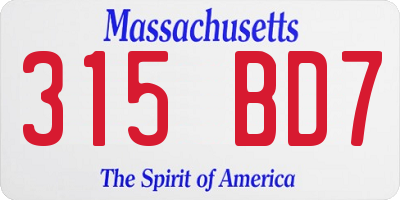 MA license plate 315BD7