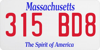 MA license plate 315BD8