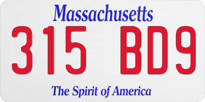 MA license plate 315BD9