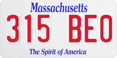 MA license plate 315BE0