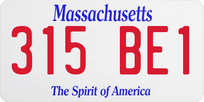 MA license plate 315BE1