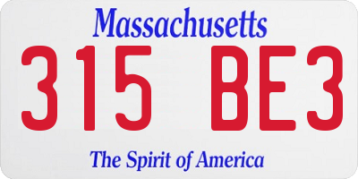 MA license plate 315BE3