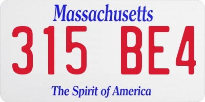 MA license plate 315BE4