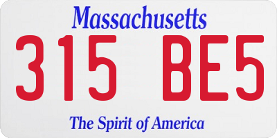 MA license plate 315BE5