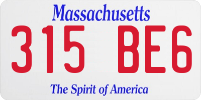 MA license plate 315BE6