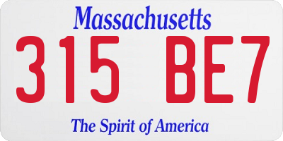 MA license plate 315BE7