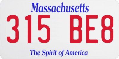 MA license plate 315BE8