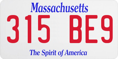 MA license plate 315BE9