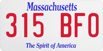 MA license plate 315BF0