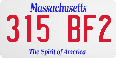 MA license plate 315BF2