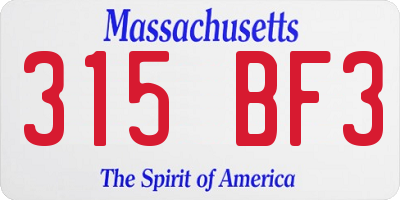 MA license plate 315BF3