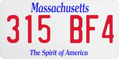 MA license plate 315BF4
