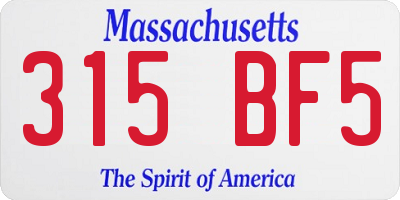 MA license plate 315BF5