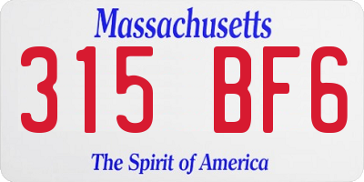 MA license plate 315BF6