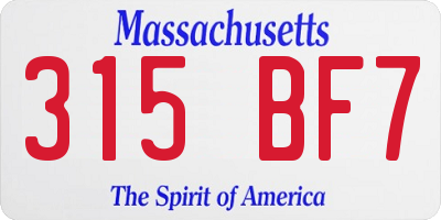 MA license plate 315BF7