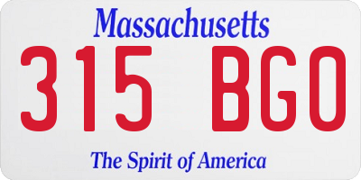 MA license plate 315BG0