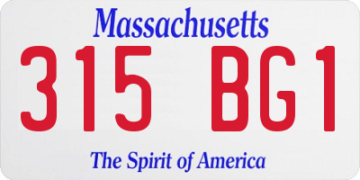 MA license plate 315BG1