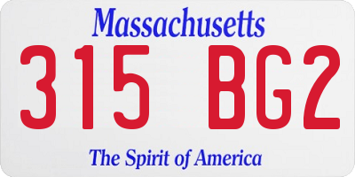 MA license plate 315BG2