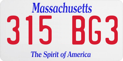 MA license plate 315BG3