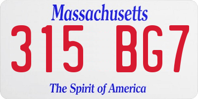 MA license plate 315BG7
