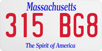 MA license plate 315BG8