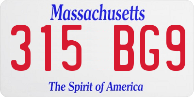 MA license plate 315BG9
