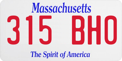 MA license plate 315BH0