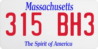 MA license plate 315BH3