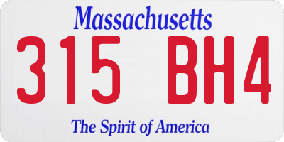 MA license plate 315BH4