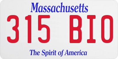 MA license plate 315BI0