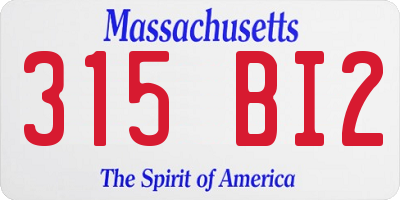 MA license plate 315BI2