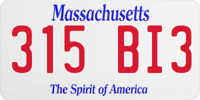 MA license plate 315BI3